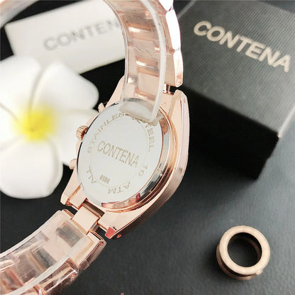 Montre à quartz pour femme avec bracelet en acier inoxydable