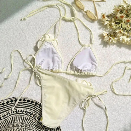 Bikini fleuri sexy femme à lacets