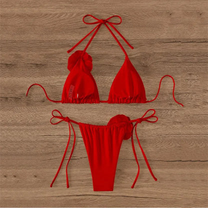 Bikini fleuri sexy femme à lacets